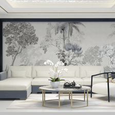 MinimalisticDecor.com-Tropical Sketch Theme: Tree Wallpaper Murals
