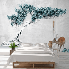 MinimalisticDecor.com-Turquoise 3D Tree Wallpaper Murals - Exquisite Wall Designs