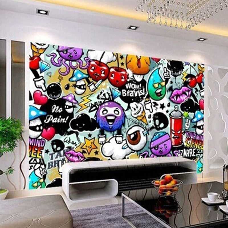 MinimalisticDecor.com-Urban Expression Graffiti Art Wall Wallpaper