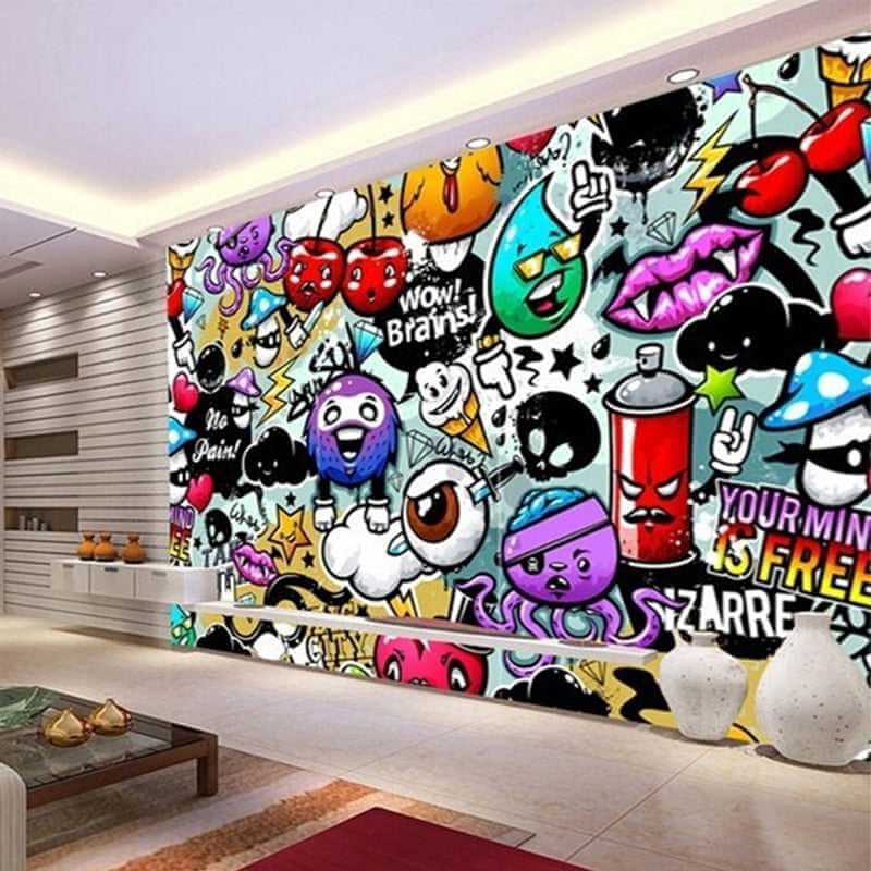 MinimalisticDecor.com-Urban Expression Graffiti Art Wall Wallpaper
