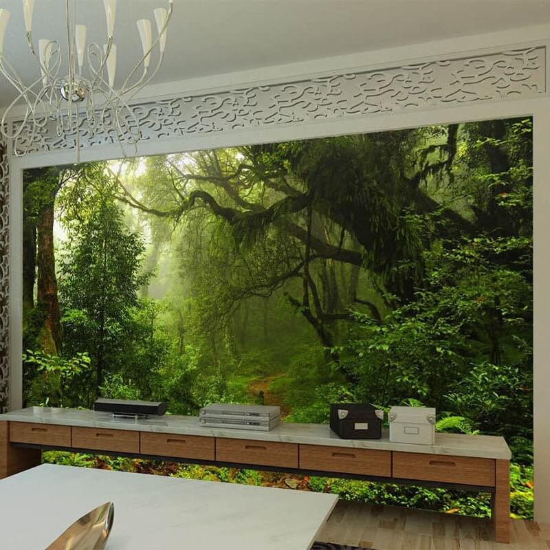 MinimalisticDecor.com-Verdant Oasis Tropical Tree Wallpaper - Lush Paradise