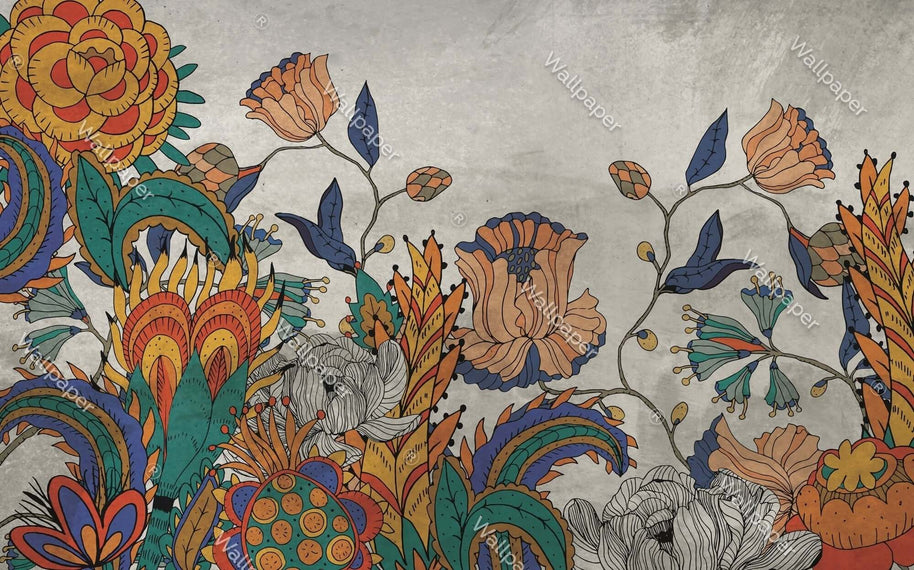MinimalisticDecor.com-Vibrant Floral Wallpaper Mural - Transform Your Space