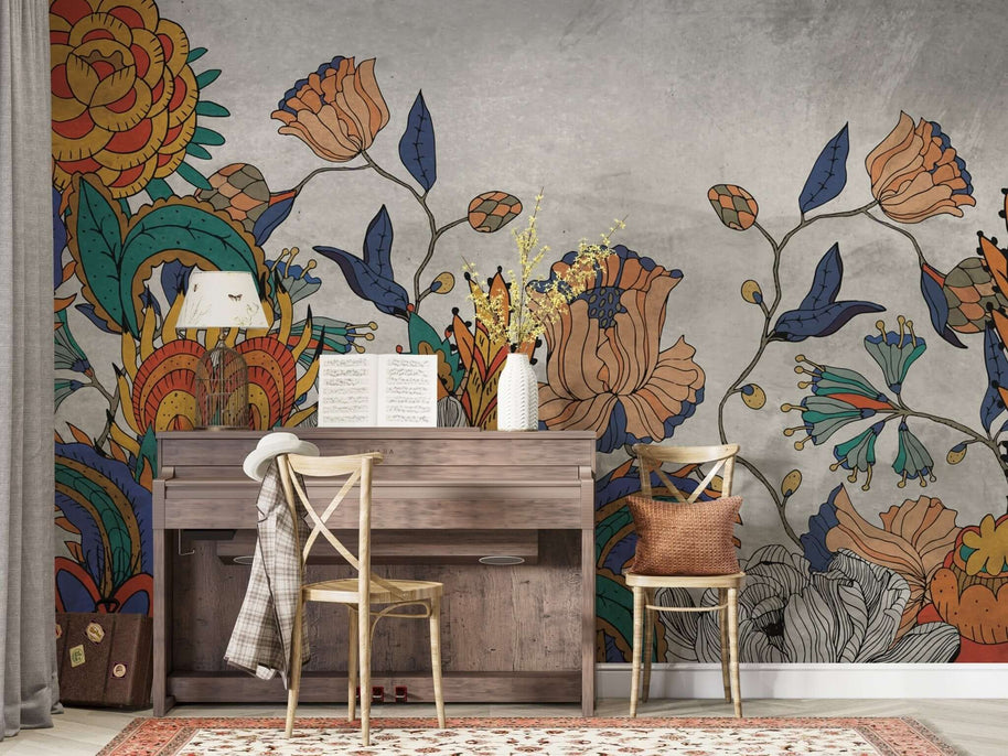 MinimalisticDecor.com-Vibrant Floral Wallpaper Mural - Transform Your Space