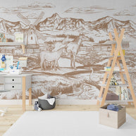 MinimalisticDecor.com-Village Life Wallpaper Mural – Authentic Countryside Charm