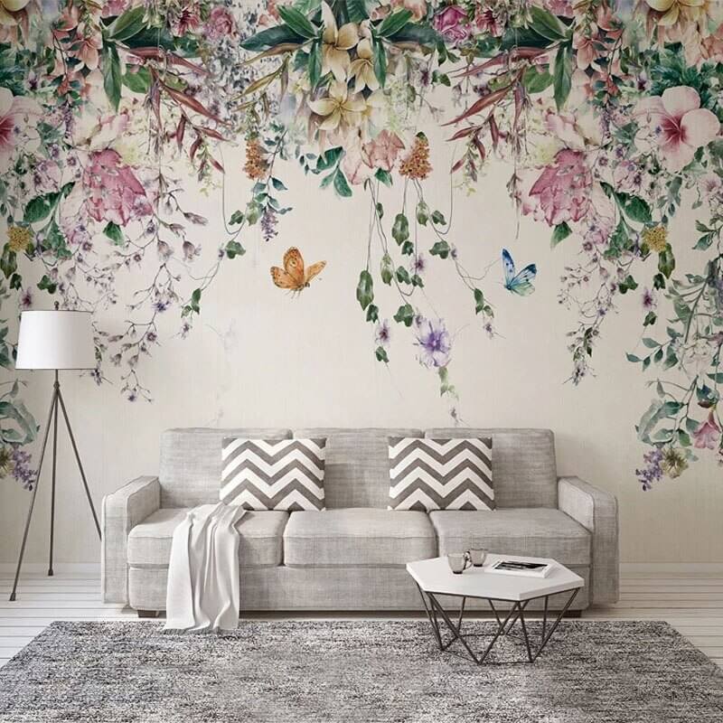 MinimalisticDecor.com-Vine Flowers Romantic Wallpaper for Home Wall Decor