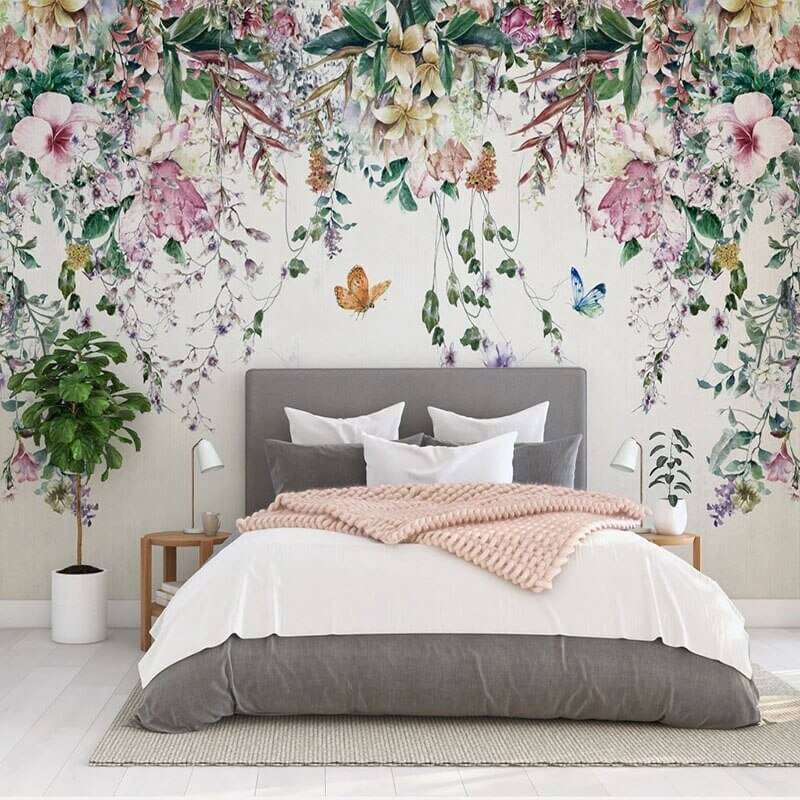 MinimalisticDecor.com-Vine Flowers Romantic Wallpaper for Home Wall Decor