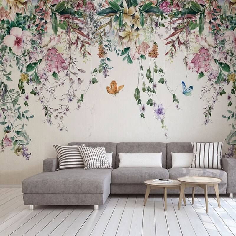 MinimalisticDecor.com-Vine Flowers Romantic Wallpaper for Home Wall Decor