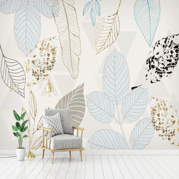 MinimalisticDecor.com-Watercolor Leafs Wallpaper for Home Wall Decor