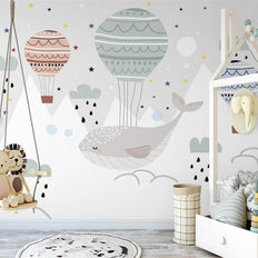 MinimalisticDecor.com-Whale and Air Balloons Kids Room Wallpaper Mural