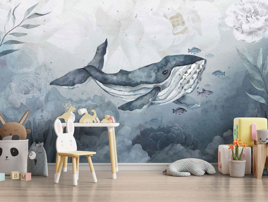 MinimalisticDecor.com-Whale Wallpaper Mural: Stunning Ocean-Themed Wall Decor