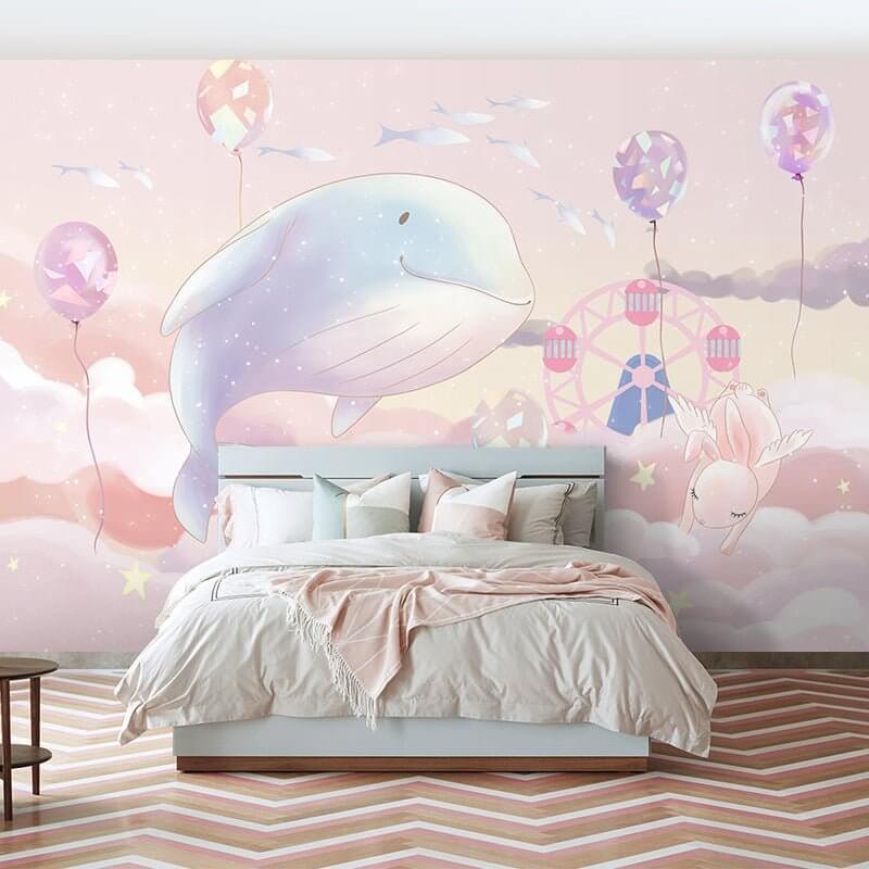 MinimalisticDecor.com-Whale Wonders: Girls Room Wallpaper