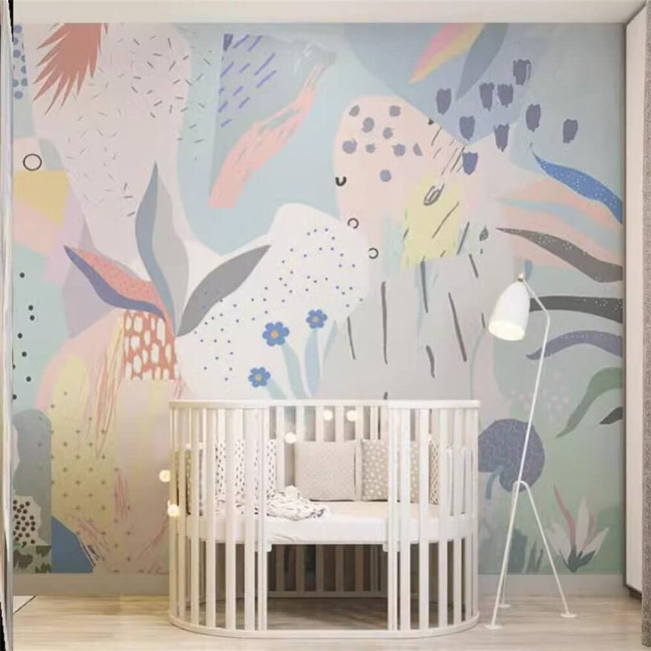 MinimalisticDecor.com-Whimsical Pastel Flowers Nursery Wallpaper