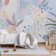 MinimalisticDecor.com-Whimsical Pastel Flowers Nursery Wallpaper