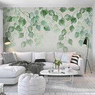 MinimalisticDecor.com-Whispering Foliage: Green Leaves Wallpaper