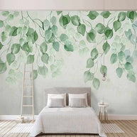 MinimalisticDecor.com-Whispering Foliage: Green Leaves Wallpaper