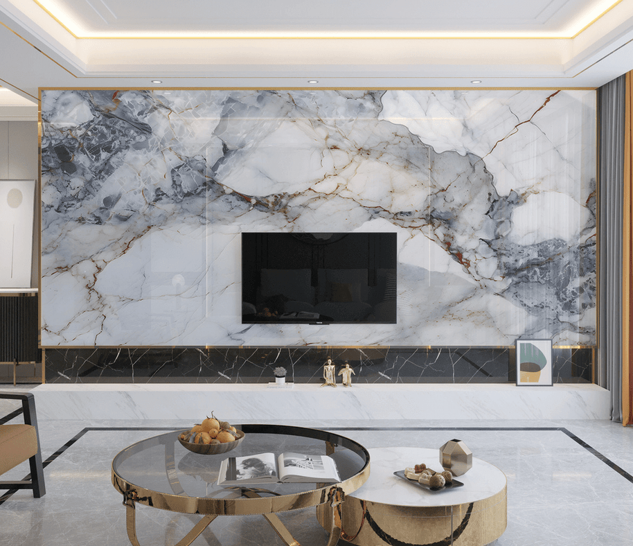MinimalisticDecor.com-White & Black Stone: Marble Wallpaper Murals