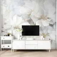 MinimalisticDecor.com-White Floral Wallpaper Murals - Stunning Design