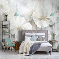 MinimalisticDecor.com-White Floral Wallpaper Murals - Stunning Design