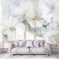 MinimalisticDecor.com-White Floral Wallpaper Murals - Stunning Design