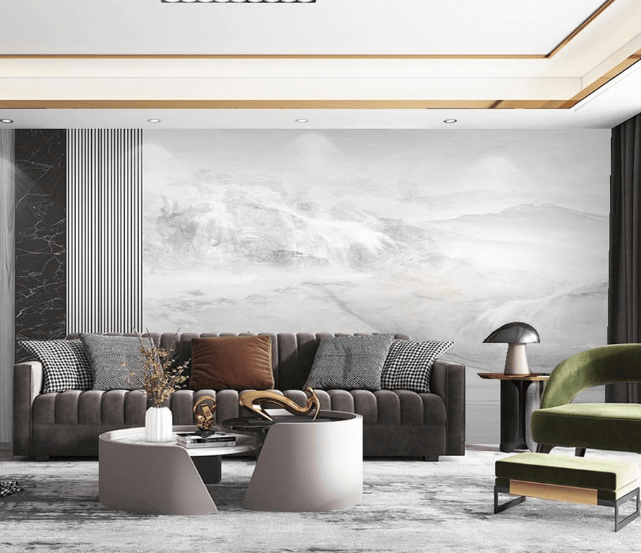 MinimalisticDecor.com-White Fog Stone - Marble Wallpaper Murals