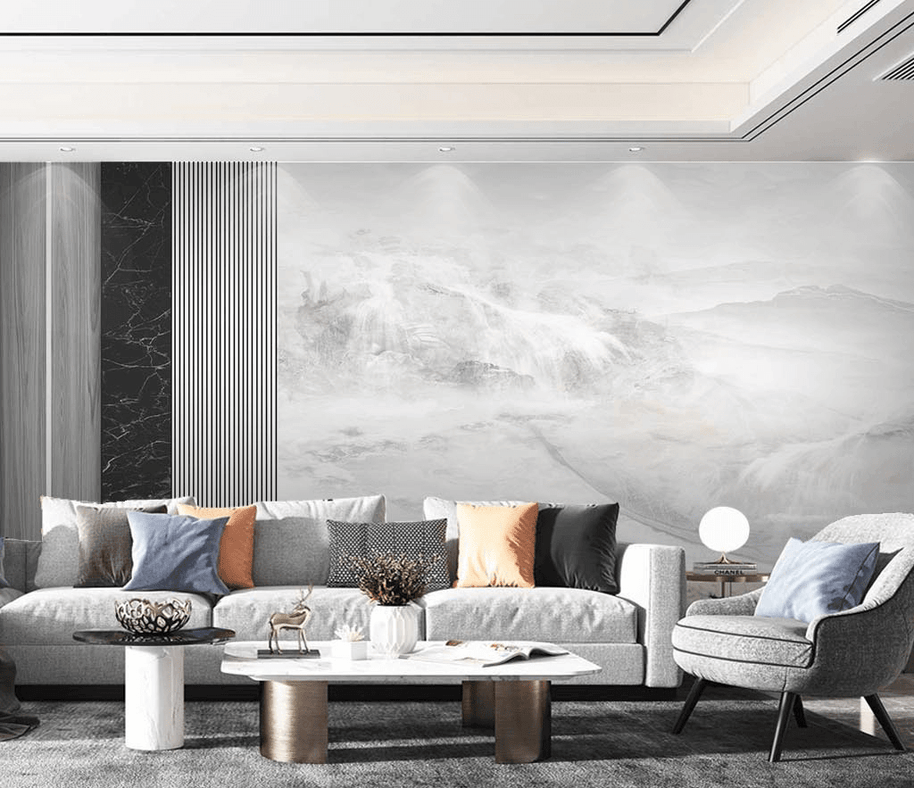 MinimalisticDecor.com-White Fog Stone - Marble Wallpaper Murals