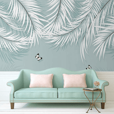 MinimalisticDecor.com-White Leaves Wallpaper Murals: Nature-inspired Wall Decor