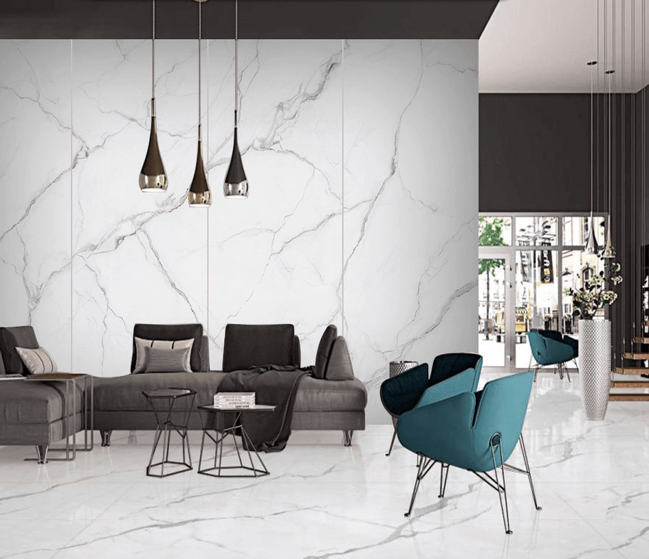 MinimalisticDecor.com-White Liner Stone - Marble Wallpaper Murals
