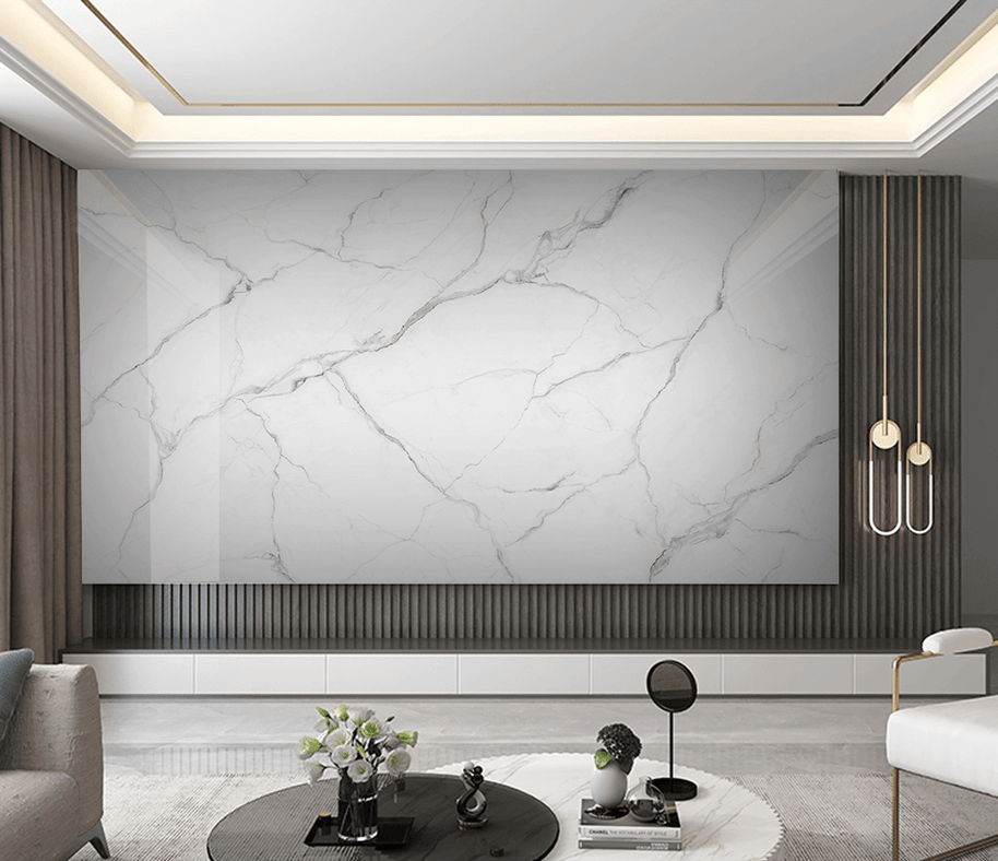 MinimalisticDecor.com-White Liner Stone - Marble Wallpaper Murals