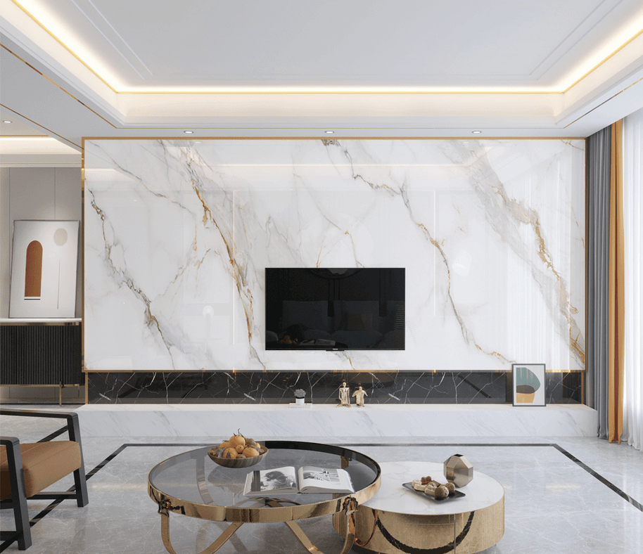 MinimalisticDecor.com-White Lines Stone Design - Marble Wallpaper Murals