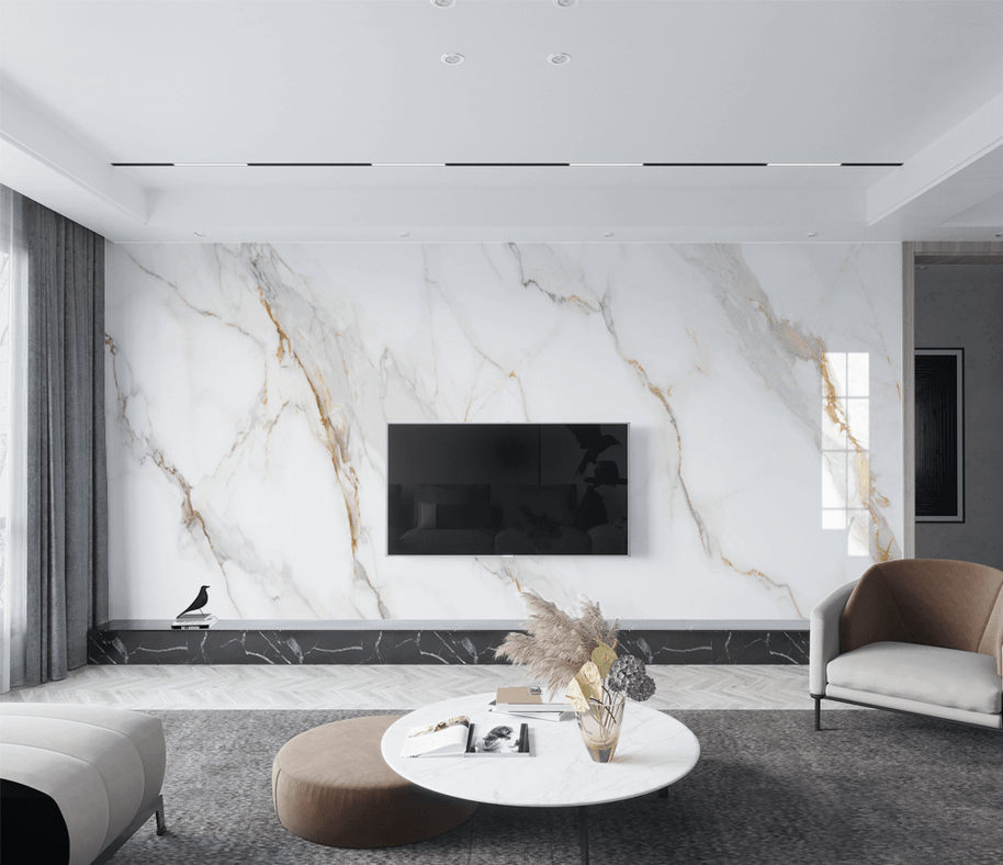 MinimalisticDecor.com-White Lines Stone Design - Marble Wallpaper Murals