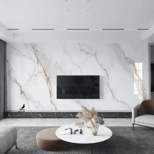MinimalisticDecor.com-White Lines Stone Design - Marble Wallpaper Murals