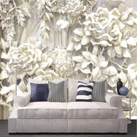 MinimalisticDecor.com-White Rose Flowers Wallpaper for Home Wall Decor