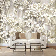 MinimalisticDecor.com-White Rose Flowers Wallpaper for Home Wall Decor