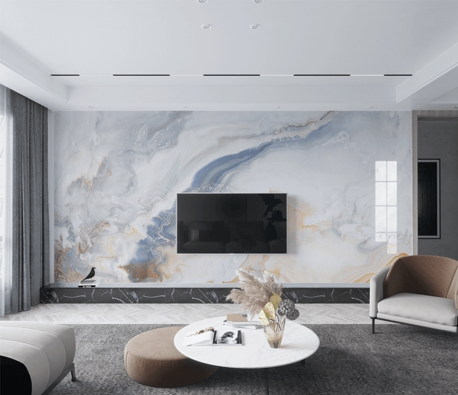 MinimalisticDecor.com-White Sea Stone Design - Marble Wallpaper Murals