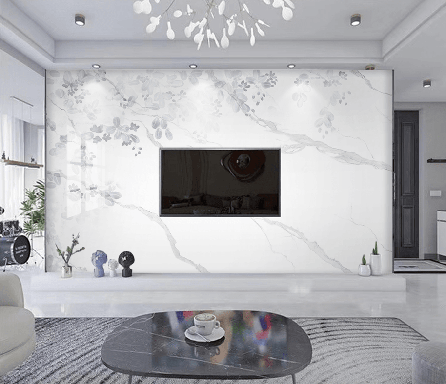 MinimalisticDecor.com-White Shade Stone Design - Marble Wallpaper Murals