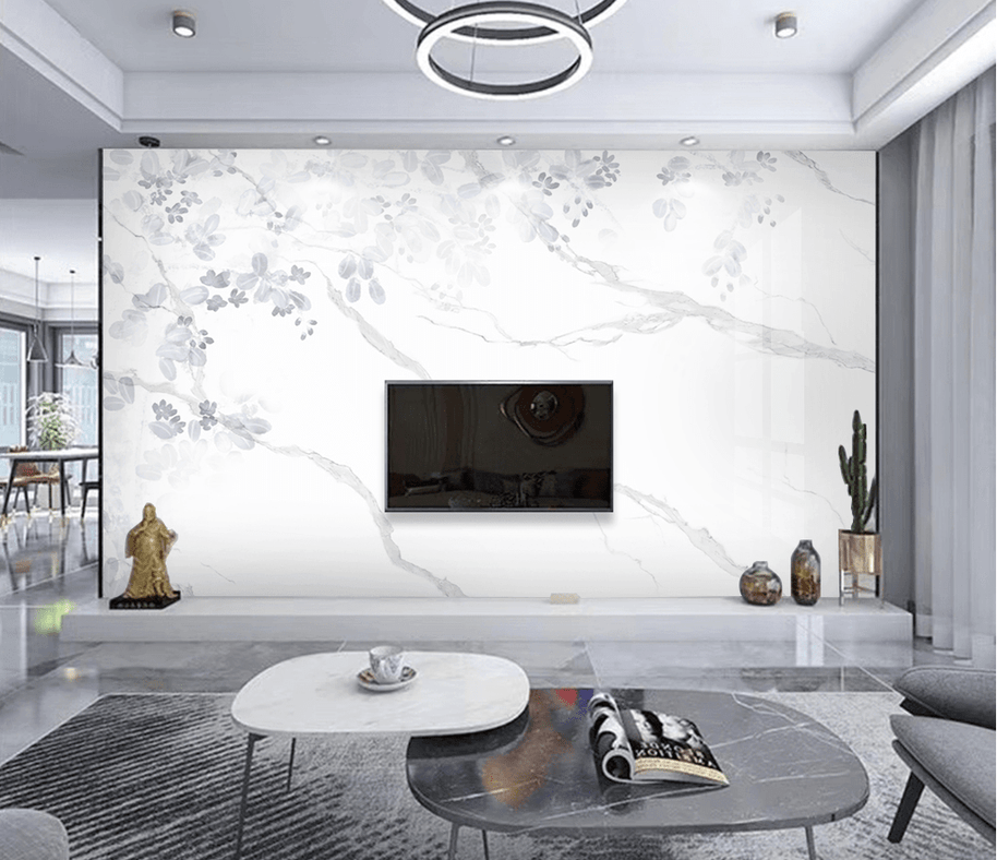 MinimalisticDecor.com-White Shade Stone Design - Marble Wallpaper Murals