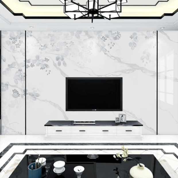MinimalisticDecor.com-White Shade Stone Design - Marble Wallpaper Murals