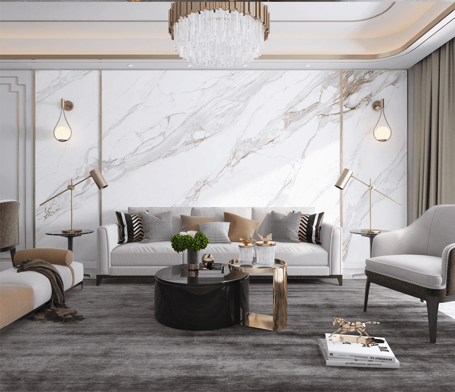 MinimalisticDecor.com-White Stone Design: Marble Wallpaper Murals