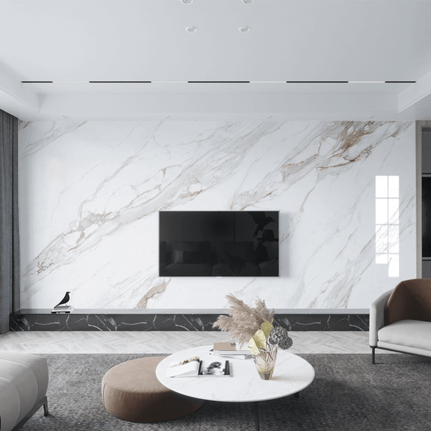 MinimalisticDecor.com-White Stone Design: Marble Wallpaper Murals