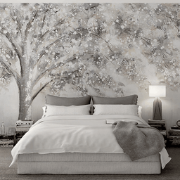 MinimalisticDecor.com-Widespread Tree Grey Theme Wallpaper Murals