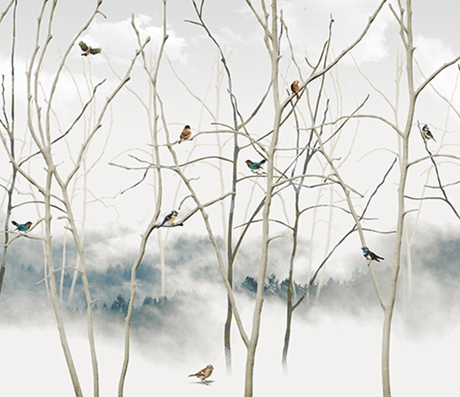 MinimalisticDecor.com-Winter Tree Trunks Wallpaper Mural - Impressive Décor Choice
