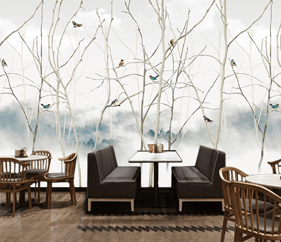 MinimalisticDecor.com-Winter Tree Trunks Wallpaper Mural - Impressive Décor Choice