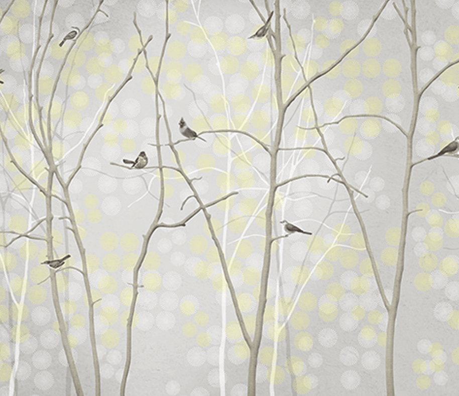 MinimalisticDecor.com-Winter Trees and Birds - Trees Wallpaper Mural
