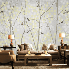MinimalisticDecor.com-Winter Trees and Birds - Trees Wallpaper Mural