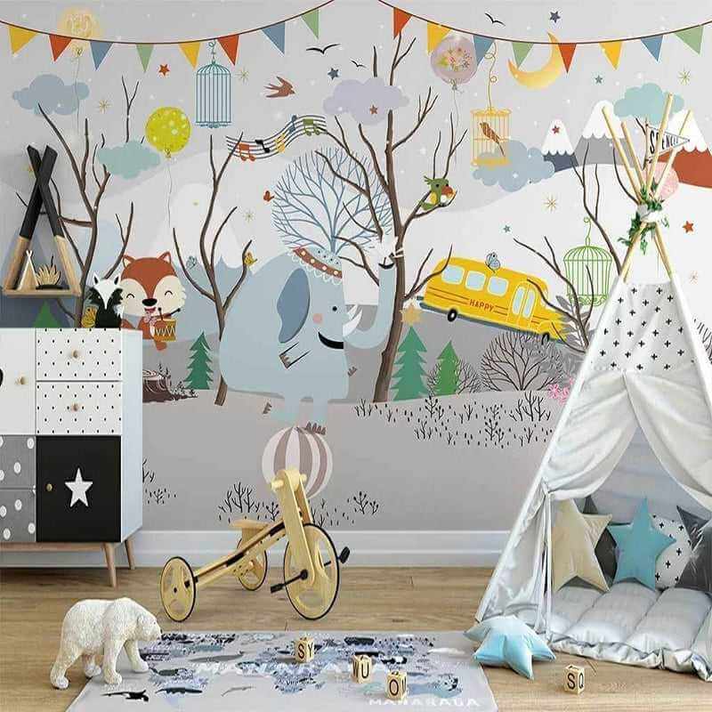 MinimalisticDecor.com-Winter Wonderland Wallpaper: Animal Party Atmosphere