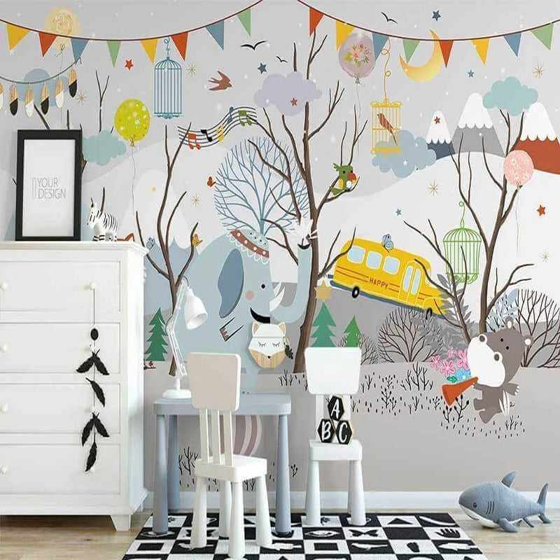 MinimalisticDecor.com-Winter Wonderland Wallpaper: Animal Party Atmosphere