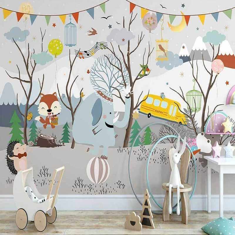 MinimalisticDecor.com-Winter Wonderland Wallpaper: Animal Party Atmosphere
