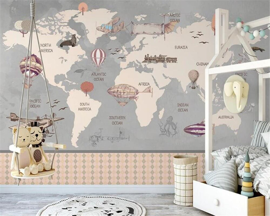 MinimalisticDecor.com-Wonderland Adventure - World Map Murals Wallpaper