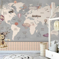 MinimalisticDecor.com-Wonderland Adventure - World Map Murals Wallpaper