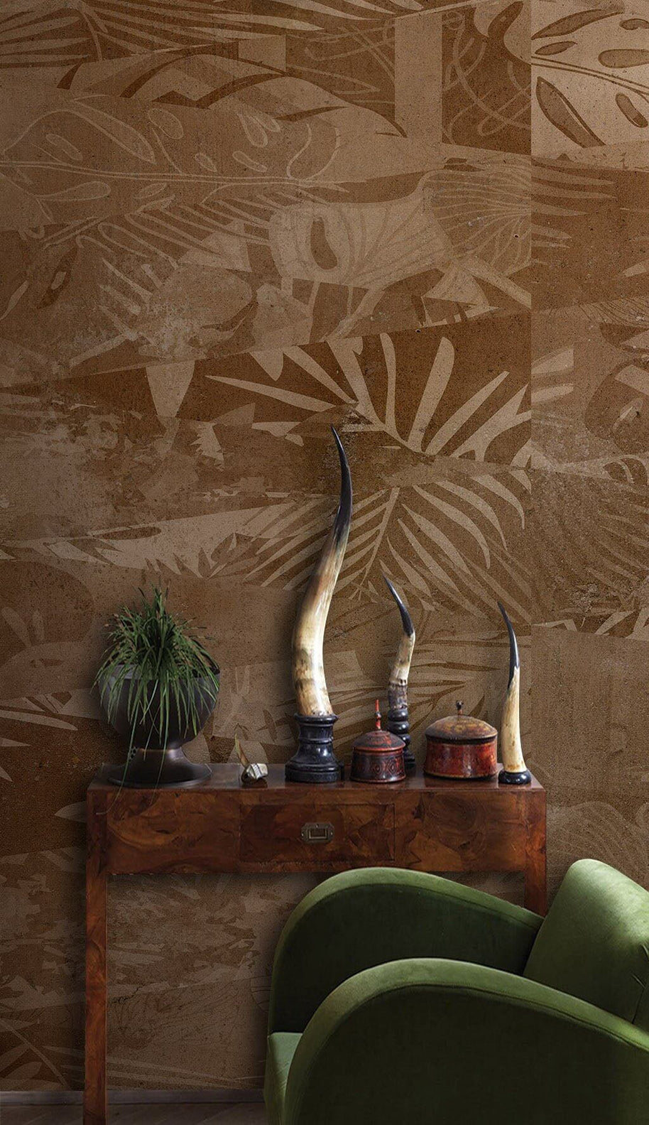 MinimalisticDecor.com-Wooden Leaf Textures Wallpaper Mural